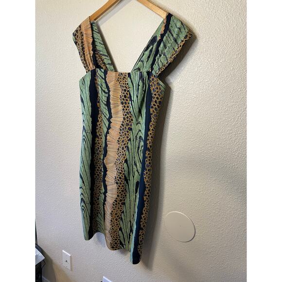 VTG Collection Tropical Safari Print Bodycon Knee Length Cocktail Dress Size 10 - Picture 2 of 11